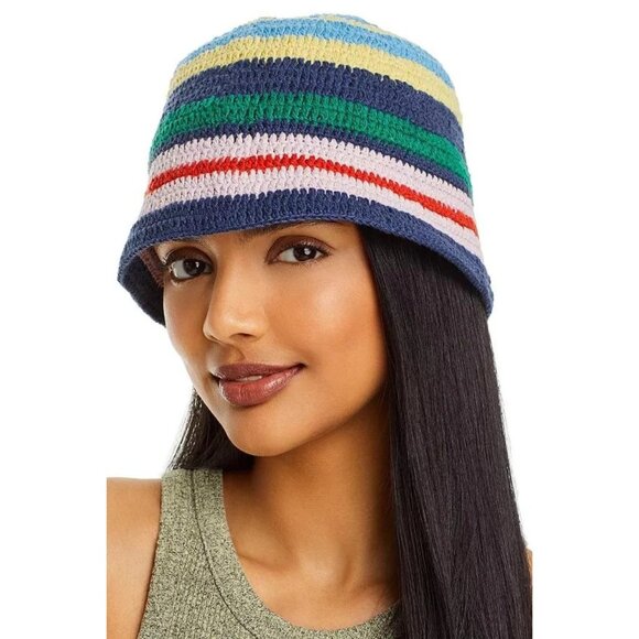 Echo Gallery Stripe Crochet Cotton Hat NWT One Size Multi...